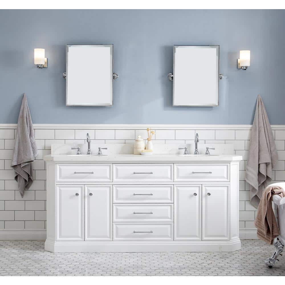 Water Creation Palace 72 in. W Bath Vanity in Pure White with Quartz Vanity  Top with White Basin and Chrome F2-0012 Faucets PA72C-0112PW - The Home  Depot