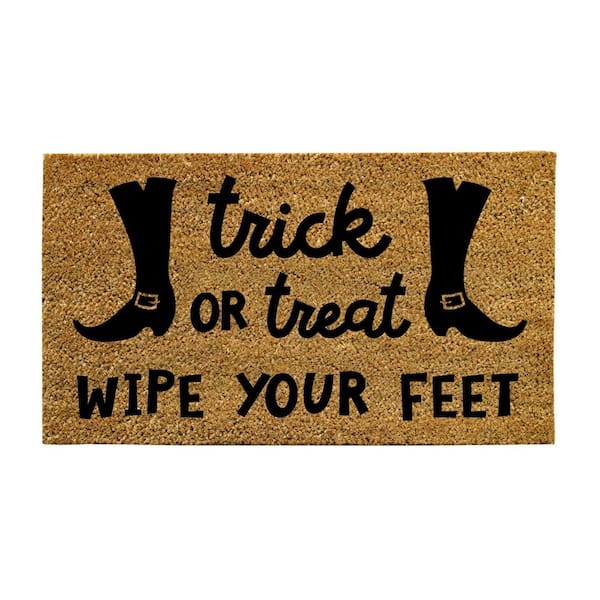 Evergreen 16 in. x 28 in. Coir Halloween Greeting "Trick or Treat Wipe Your Feet" Door Mat