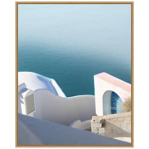 Santorini Greek Architecture II" 1-Piece Floater Frame Color Travel Photography Wall Art 28 in. x 23 in.