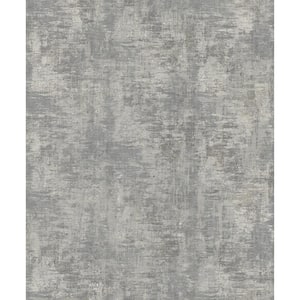 Lustre Collection Silver/Grey Distressed Plaster Metallic Finish Paper on Non-woven Non-pasted Wallpaper Roll