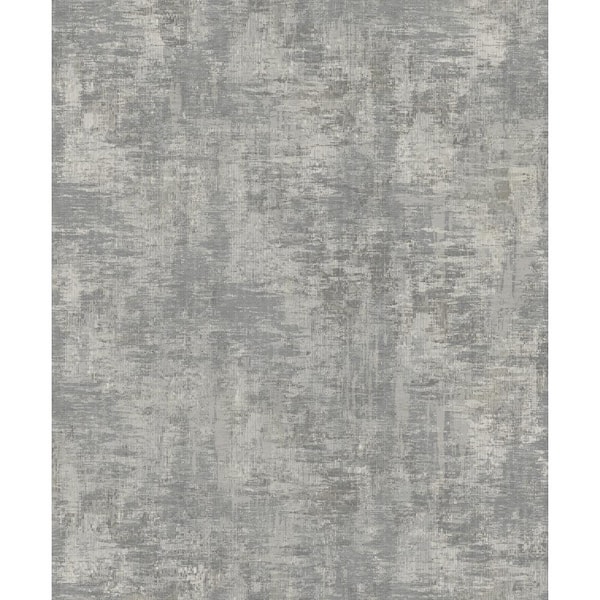 Unbranded Lustre Collection Silver/Grey Distressed Plaster Metallic Finish Paper on Non-woven Non-pasted Wallpaper Roll