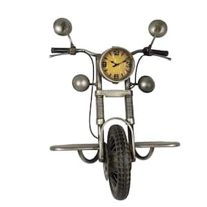 21 in. x 24 in. Silver Metal Motorcycle Wall Clock