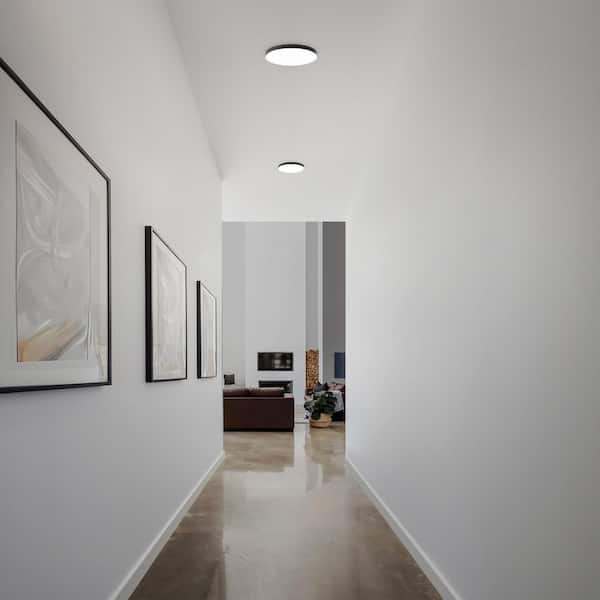 Edgeless Round 8 in. White Flush Mount with White Acrylic Shade Integrated LED (1-Pack)