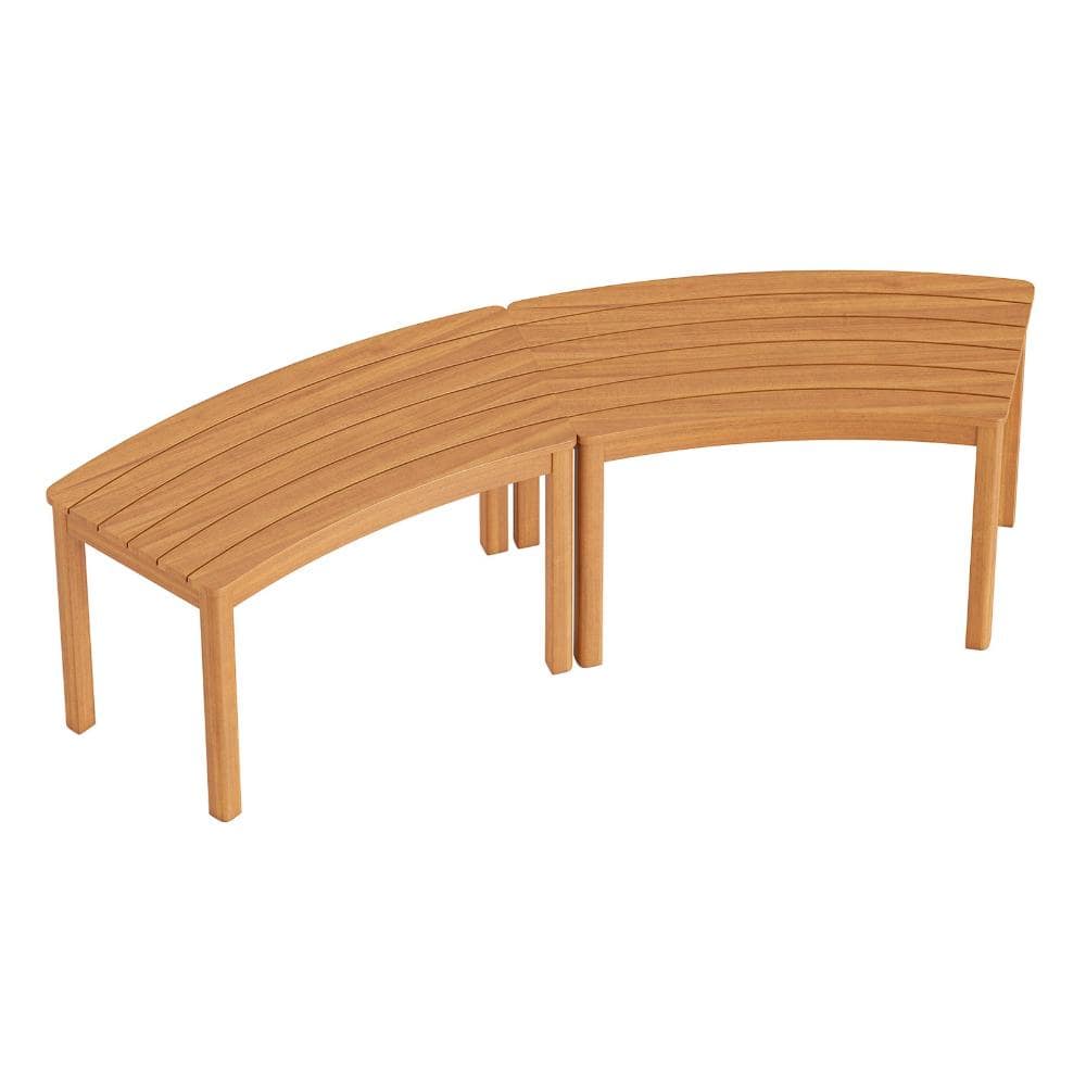 Set of 2 Curved Acacia Wood Outdoor Benches for Fire Pit Seating, Natural price history on PriceWatchPro