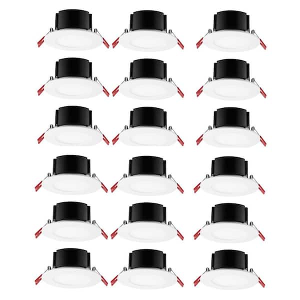 Commercial Electric Box on Top Integrated LED 4 in Round Canless Recessed Light for Kitchen Bathroom Livingroom, White Soft White 18-Pack