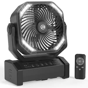 20000mAh Rechargeable Battery Jobsite Fan with Remote and Light, Auto-Oscillating, 4 Speeds, 4 Timers for Outdoors Use