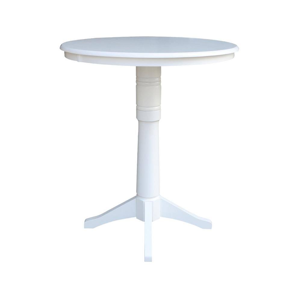 36" White Solid Wood Round Counter Height Table
