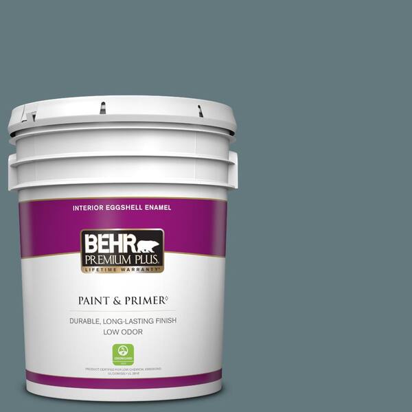 BEHR PREMIUM PLUS 5 gal. #BXC-81 Crater Lake Eggshell Enamel Low Odor Interior Paint & Primer