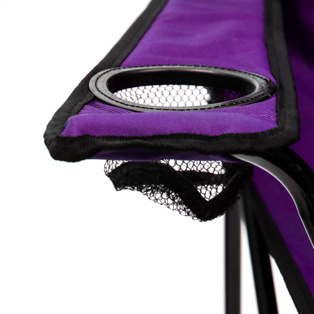 Purple Folding Steel and Polyester Camping Chair with Arms