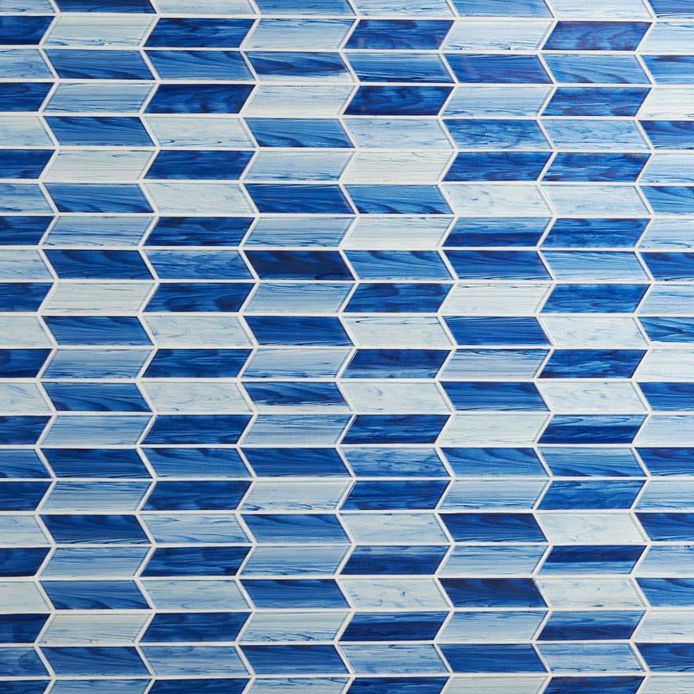 Rivulet Blue Chevron Glass Mosaic Wall Tile