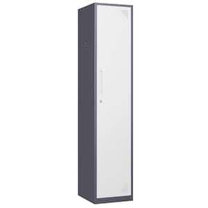 3-Tier Metal Locker for Home, Dressing Room, 71 in. Steel Storage Lockers with 1 Door for Employees (Grey and White)