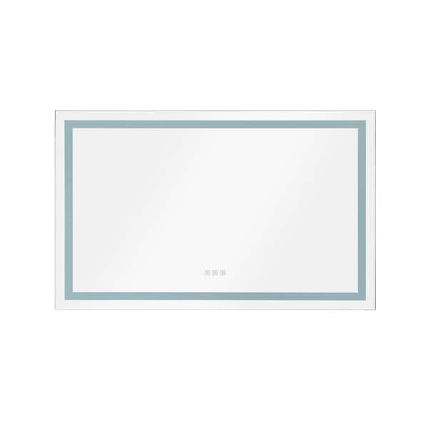 WELLFOR 36 in. W x 30 in. H Rectangular Frameless Dimmable Anti-Fog Wall  Bathroom Vanity Mirror in White WA903DH - The Home Depot