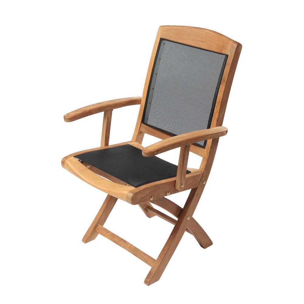 Colorado Honey Teak Folding Outdoor Dining Chair with Textilene Seat