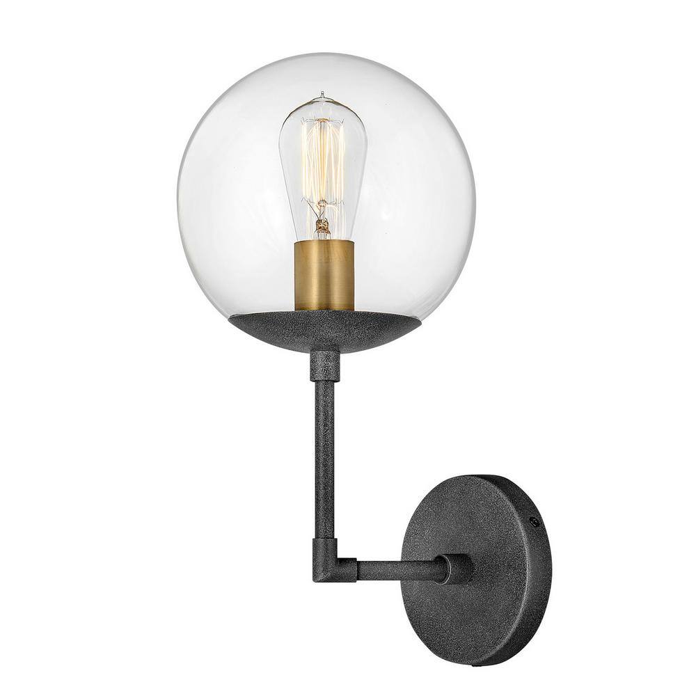 Warby Dimmable Black Steel Sconce with Aged Zinc Finish