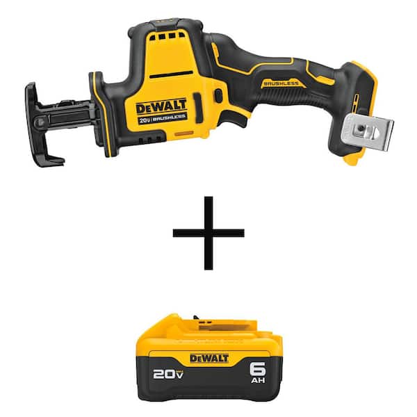 DEWALT ATOMIC 20-Volt MAX Lithium-Ion Cordless Brushless Compact Reciprocating Saw with Premium Lithium-Ion 6.0 Ah Battery Pack
