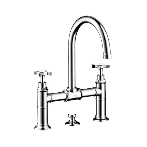 Hansgrohe Axor Montreux 2-Handle Bridge Kitchen Faucet with Cross Handles in Chrome