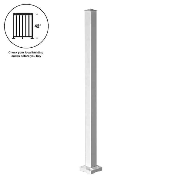 PEAK Aluminum Railing 42 in. H x 4 in. W White Aluminum Deck Railing Stair Post