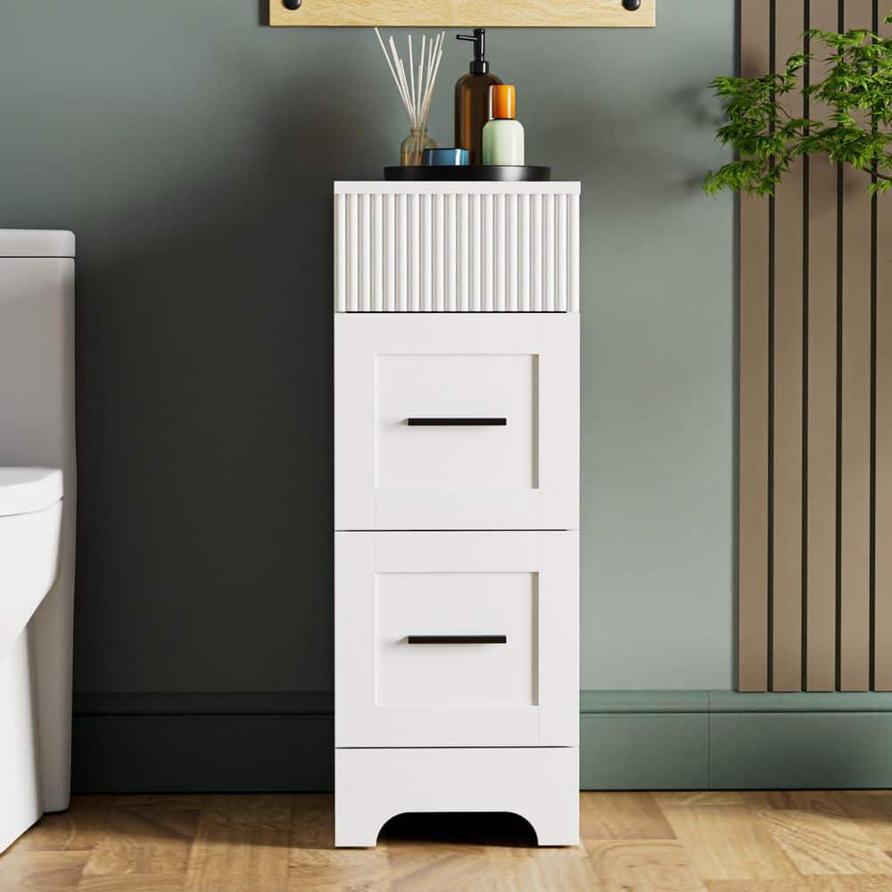 12 in. W x 20 in. D x 32 in. H Freestanding Bath Vanity Side Cabinet 2 Drawers with MDF Top in White price history on PriceWatchPro