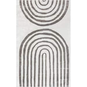 Sena Light Gray Doormat 3 ft. x 5 ft. Striped Area Rug