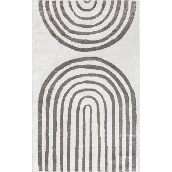 nuLOOM Sena Light Gray Doormat 3 ft. x 5 ft. Striped Area Rug LPBL18A305 The Home Depot