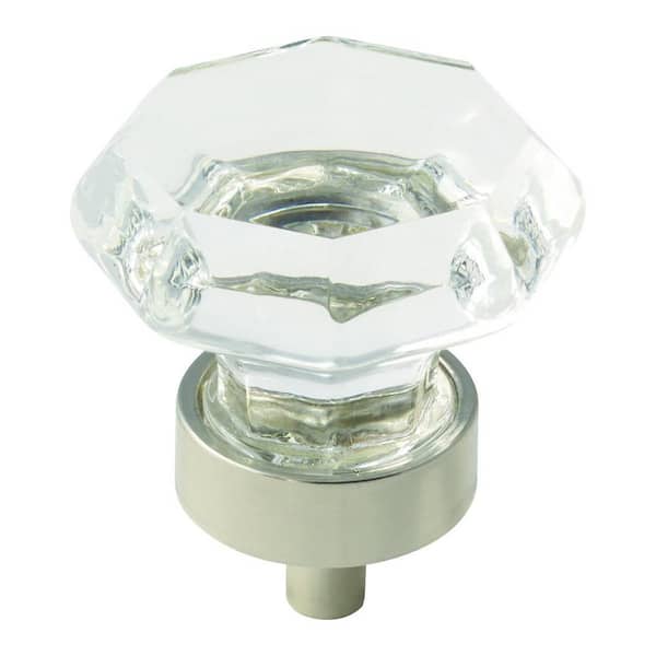 Amerock Traditional Classics 1-5/16 in. (33mm) Traditional Clear/Polished Nickel Geometric Cabinet Knob