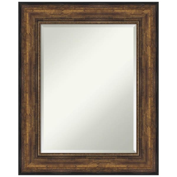 Amanti Art Medium Rectangle Bronze Bronze/Copper Metallic Beveled Glass Modern Mirror (31.5 in. H x 25.5 in. W)