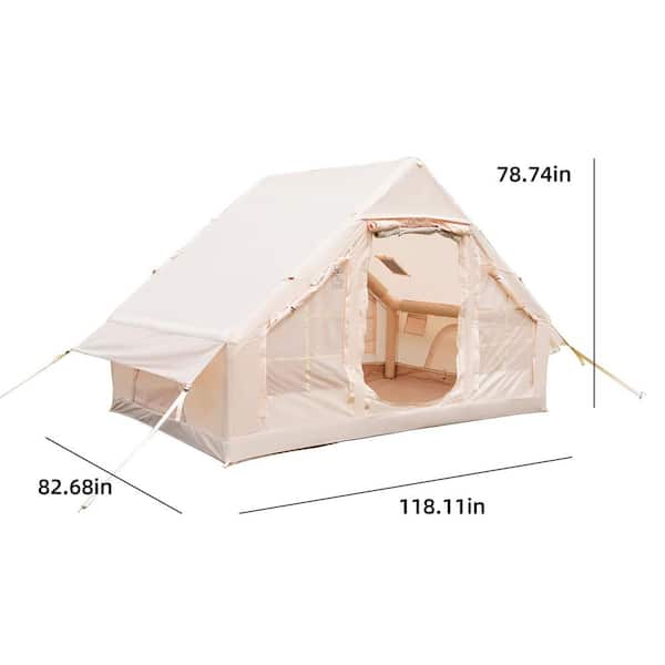 9.83 ft. x 6.83 ft. Beige Inflatable Camping Tent with Hand Pump