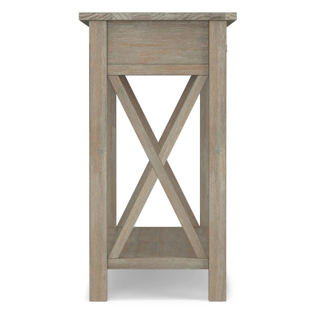 Distressed Gray Wood Console Table with Storage Drawers