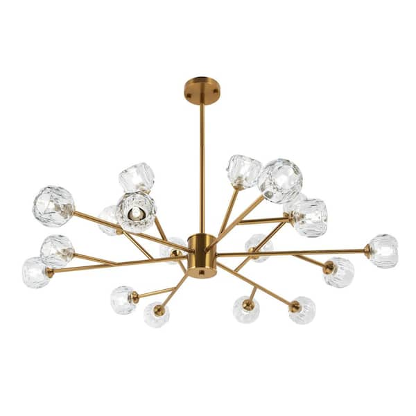 OUKANING Modern 42 in. 18-Light Gold Crystal Sputnik G9 Chandelier HG ...