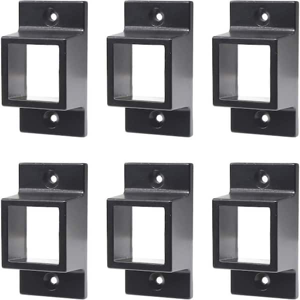 1 in. x 1 in. Aluminum Wall Mounts for Residential Fence Rails, Black, Pack of 6