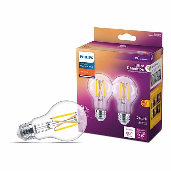 60 Watt-Equivalent A19 E26 Ultra Defnition LED Light Bulb Soft White 2,700 K 2-pack