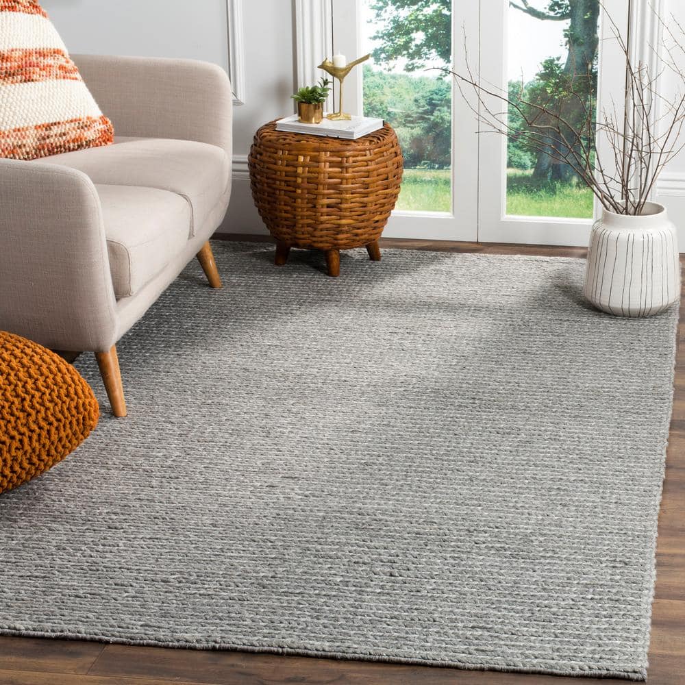 SAFAVIEH Natura 8 ft. x 8 ft. Steel Solid Color Distressed Square Area ...