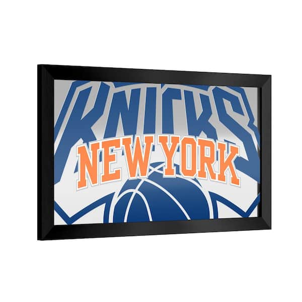 Unbranded New York Knicks Fade 26 in. W x 15 in. H Wood Black Framed Mirror
