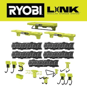LINK 15 Piece Wall Storage Kit, (2) ONE+ Battery Shelves, and Cleaning Shelf