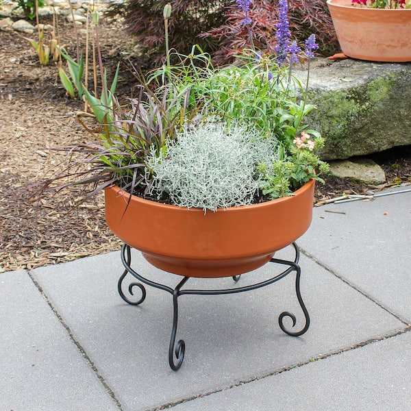 ACHLA DESIGNS 8 '' H Piazza Wrought Iron Outdoor Plant Stands, Set