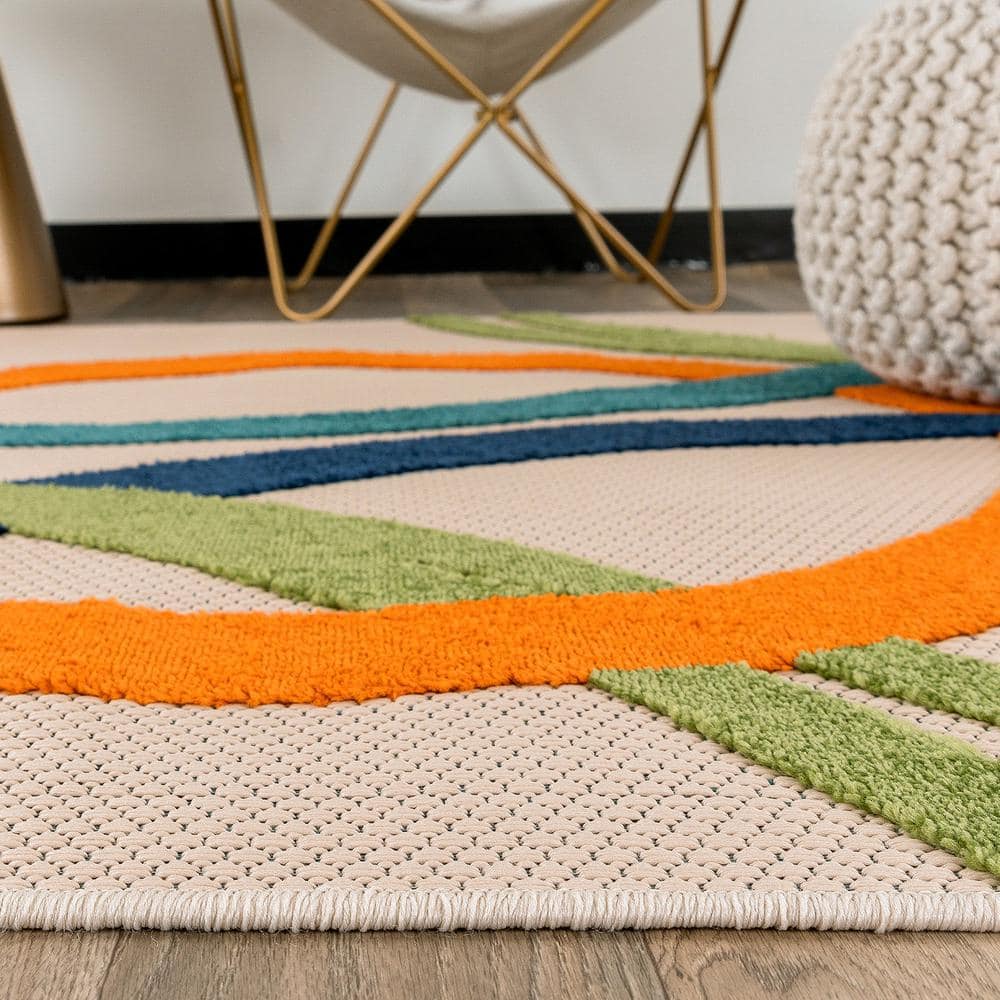 Navy Tropical Floral Reversible Indoor/Outdoor Runner Rug 2'x7'