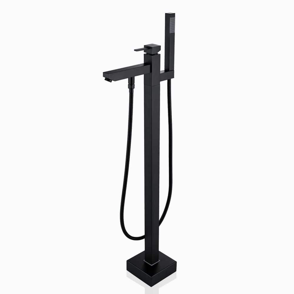 Single-Handle Floor Mounted Freestanding Tub Faucet with Hand Shower in Matte Black price history on PriceWatchPro