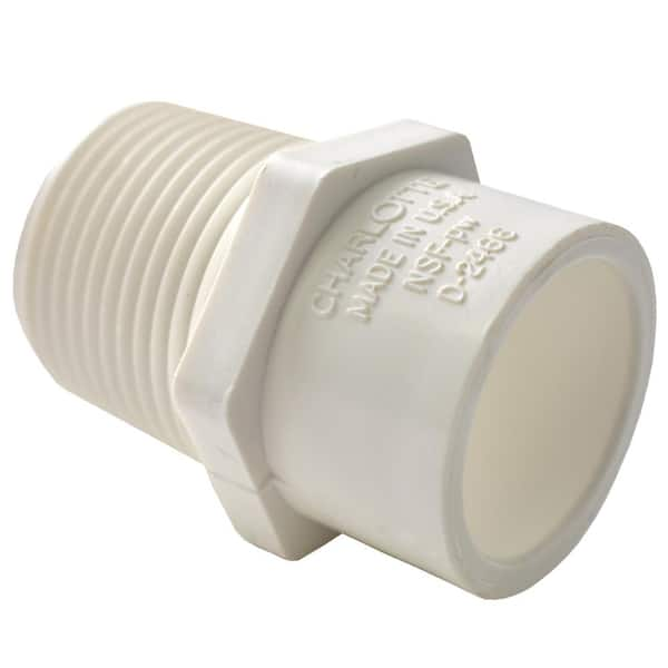 Charlotte Pipe 3 4 In X 1 2 In Pvc Schedule 40 Mpt X S Reducer Male Adapter Pvc 0600hd The Home Depot