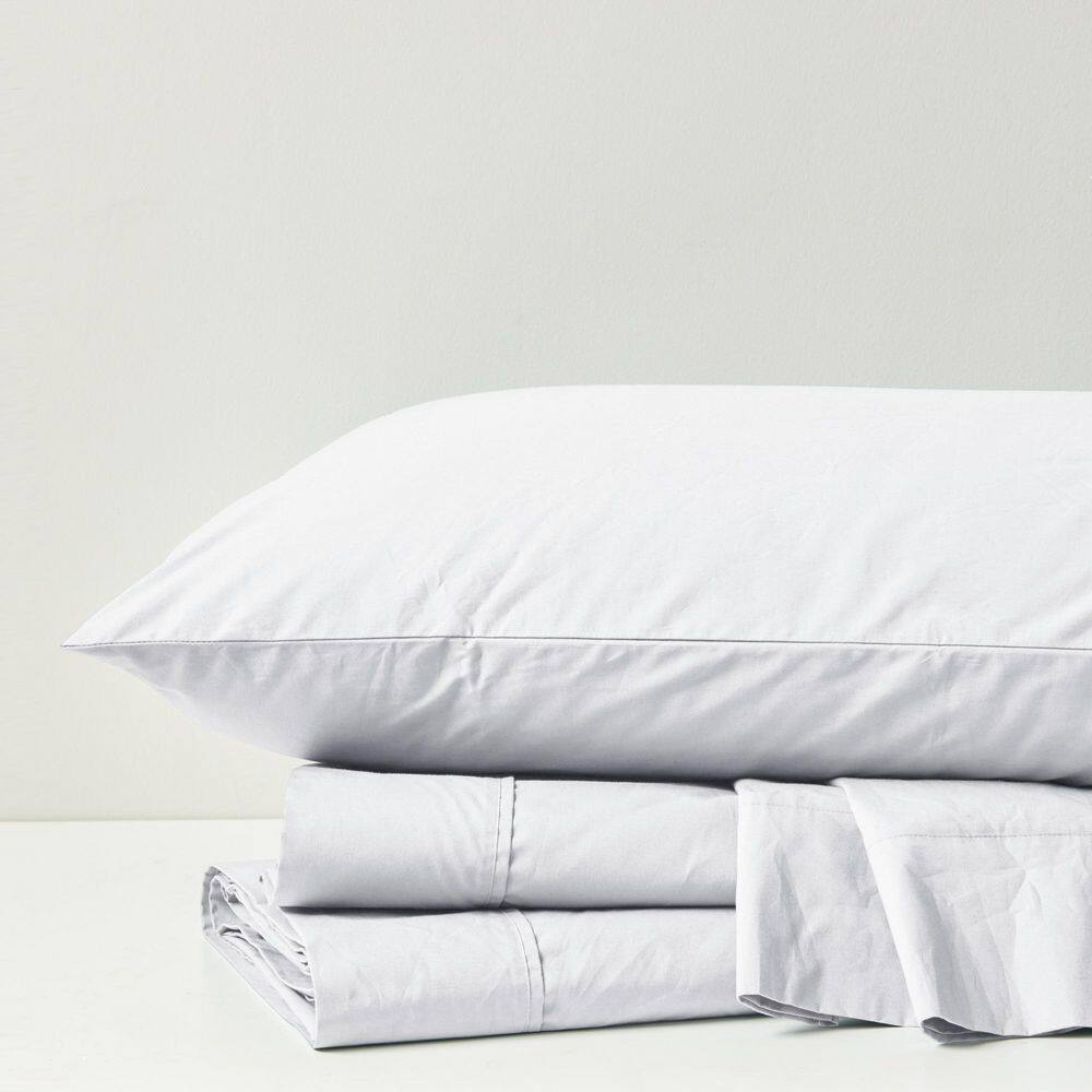 Luxurious Full/Double White Cotton Percale Sheet Set