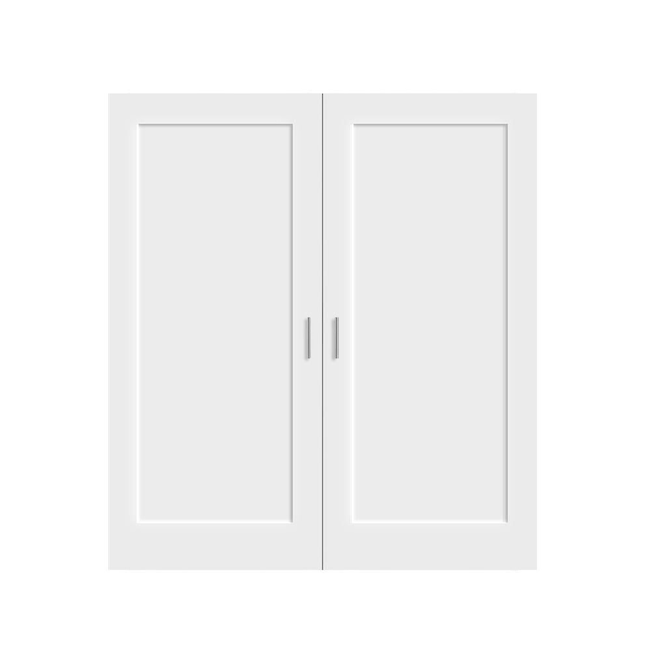 56 in. x 80 in. 1-Panel Hollow Core White Composite Interiror Double Door Slabs w/ Magnetic Catch and Handle