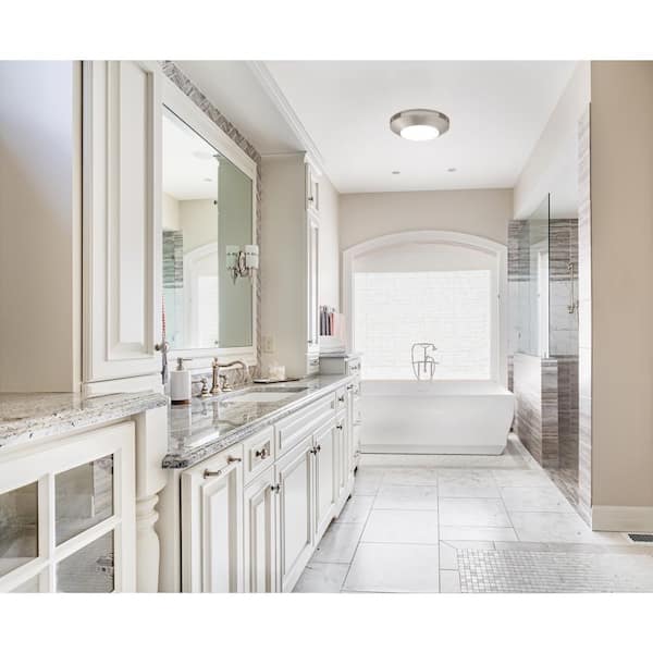 80 CFM Light & Fit Ceiling Mount Bathroom Exhaust Fan with LED Light and Brushed Nickel Finish