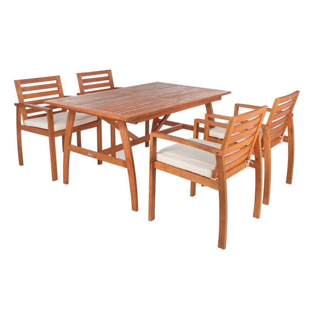 Natural Eucalyptus 4-Person Rectangular Outdoor Dining Set