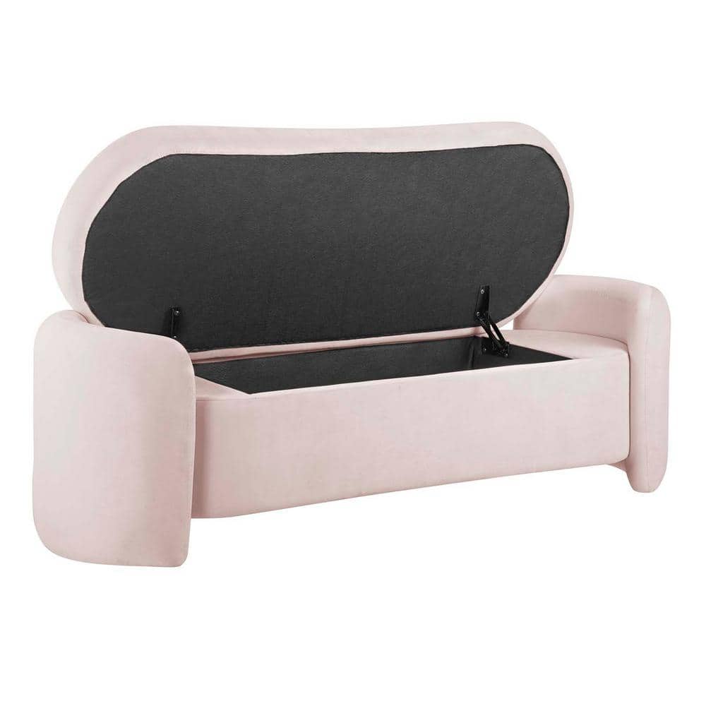 Nebula 62'' Pink Performance Velvet Upholstered Storage Bench
