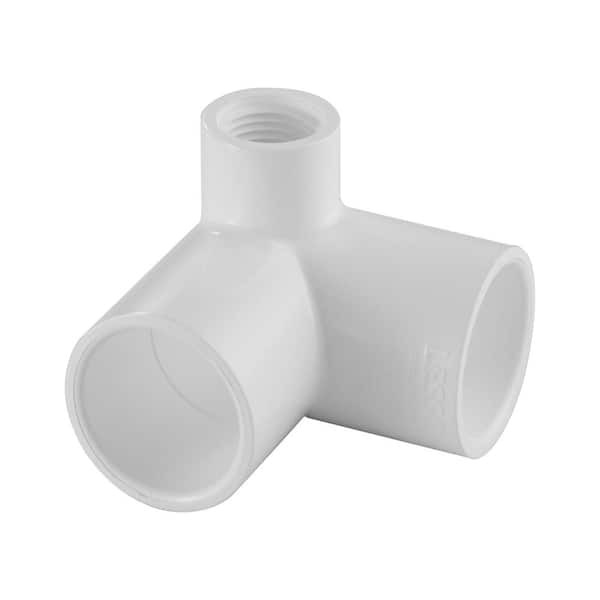 VPC 3/4 in. x 3/4 in. x 1/2 in. PVC Schedule 40 90-Degree Hub x Hub x FPT Side Outlet Elbow Fitting