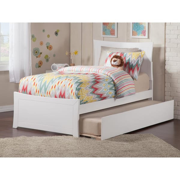 AFI Metro Twin Platform Bed with Matching Foot Board with Twin Size Urban Trundle Bed in White