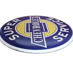 24 in. x 24 in. Chevrolet Super Service Hollow Curved Tin Button Sign