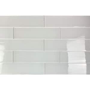 Italian Design Styles Milan White Large Format Subway 3 in. x 3 in. Textured Glass Wall Tile Sample