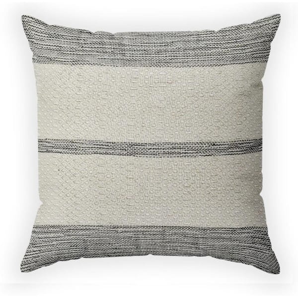 Unbranded 18 in. x 18 in. Woven Outdoor Black/White Stripe Recyled Polyester Throw Pillow
