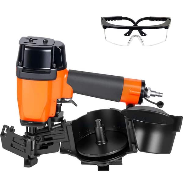 Roofing Nailer, N/A Voltage, 1-3/4 in. 0.12 in. 15 Degree Coil Pneumatic Anti-Jam, Tool-Free Depth with Sample Nails