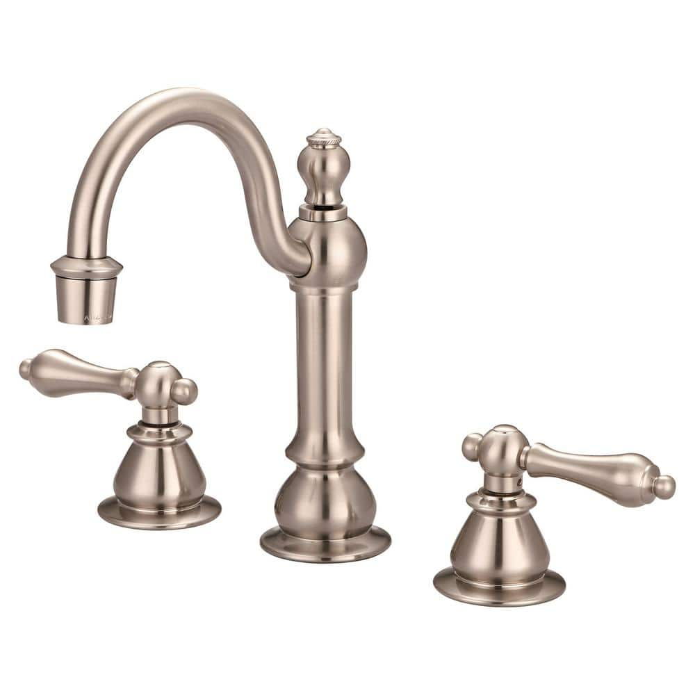 Water Creation Vintage Classic 8 in. Widespread 2-Handle High Arc Bathroom Faucet with Pop-Up Drain in Satin Nickel